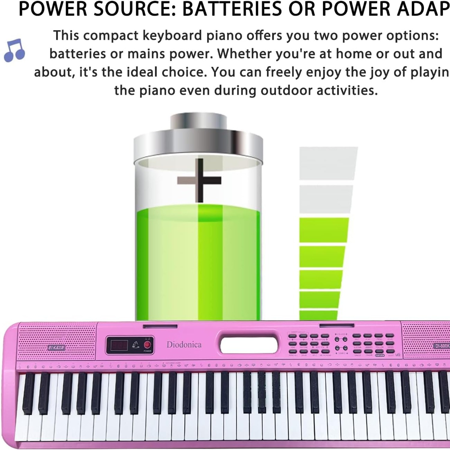 Diodonica 61-Key Lighted Beginner Keyboard Piano