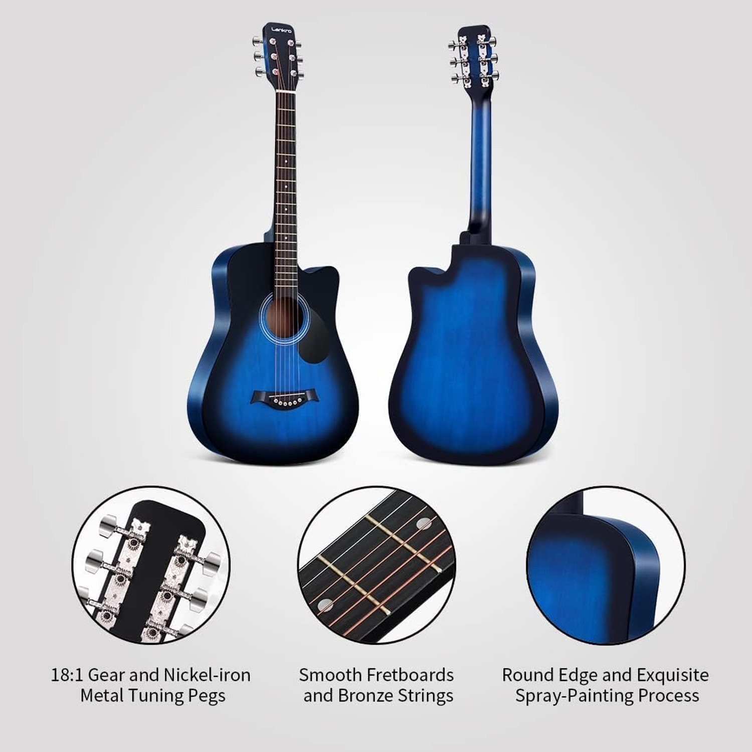 OMZZ 41-Inch Acoustic Guitar Starter Bundle: image 3