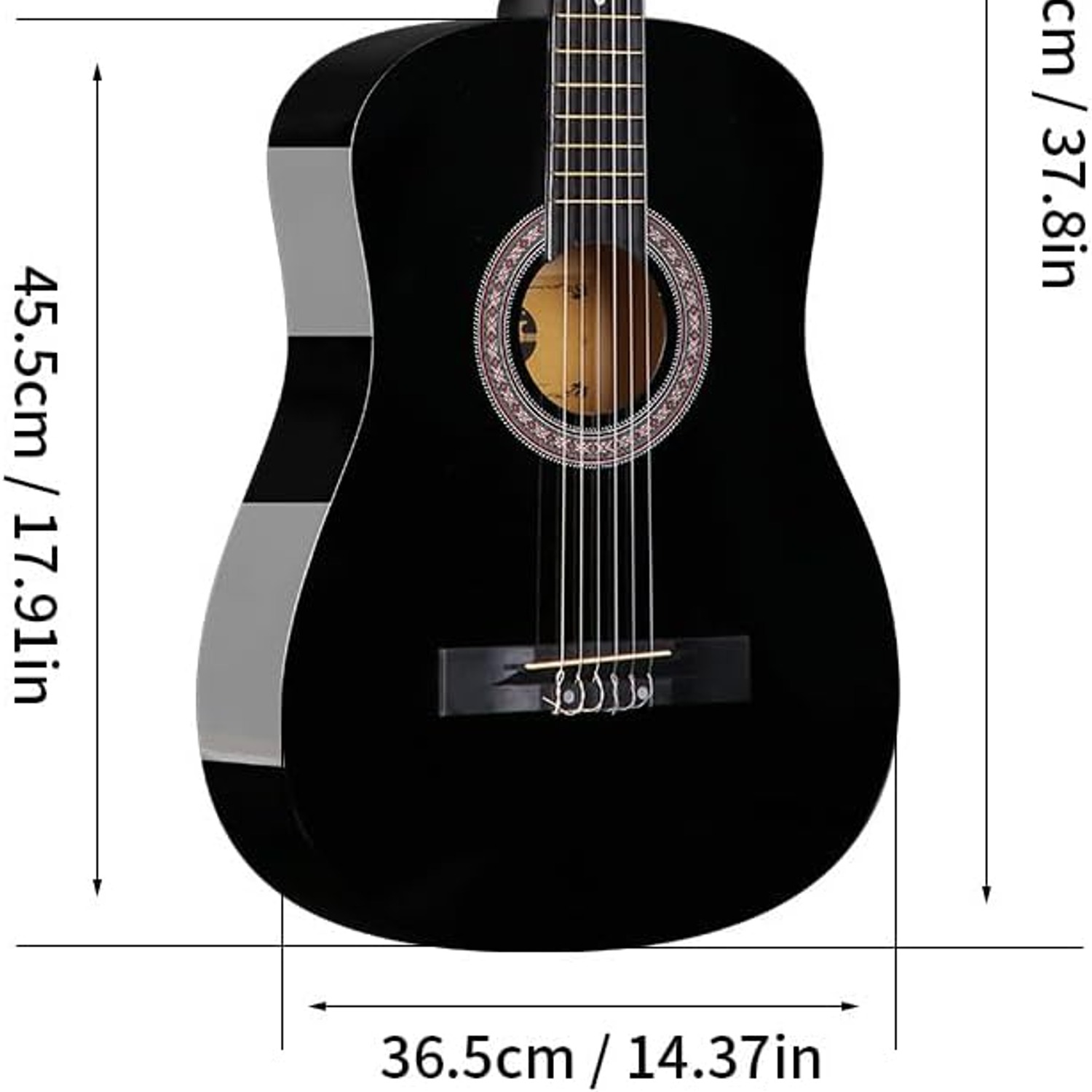 38 Inch Classical Guitar Starter Kit with Gig Bag, Capo and Strap: image 2