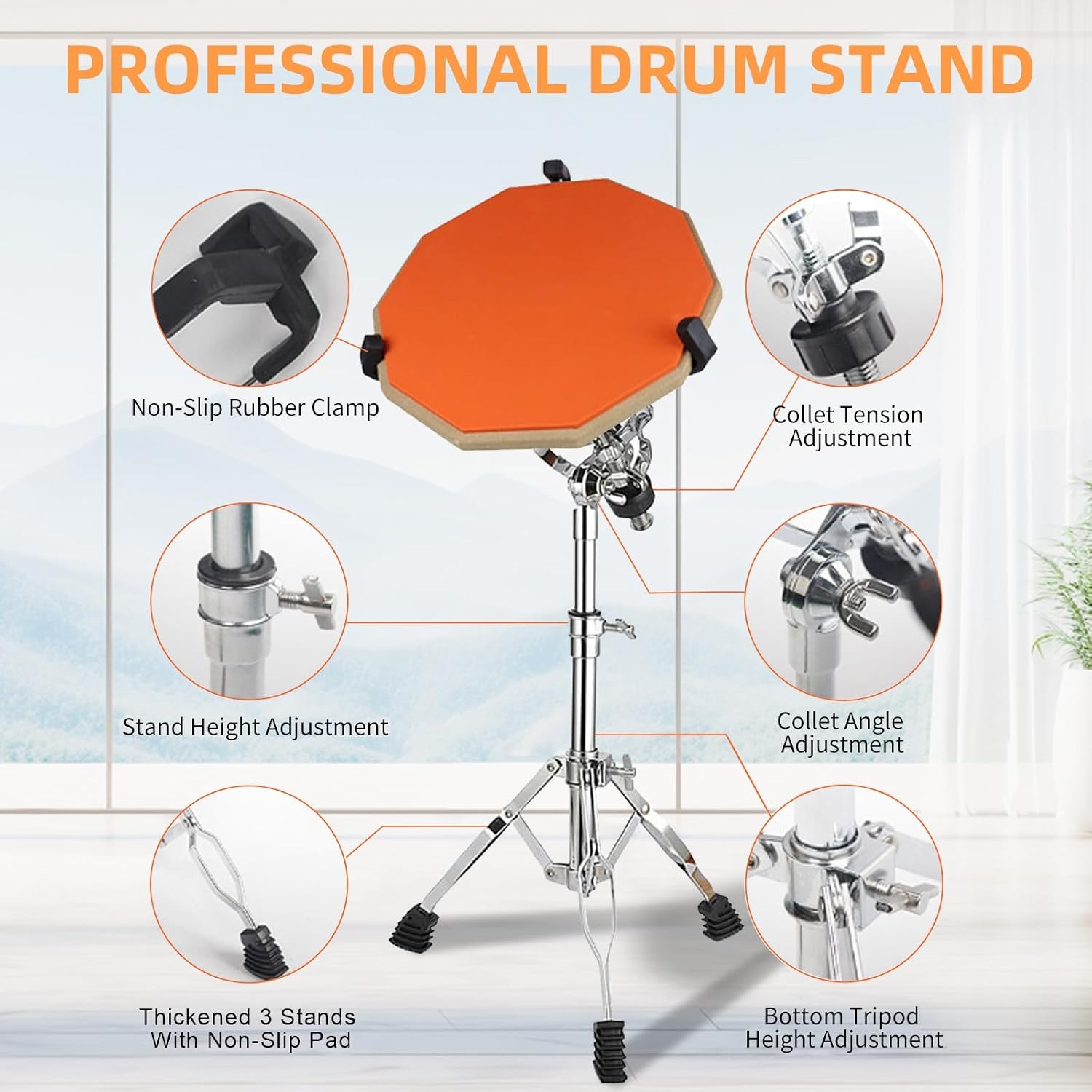 Drum Practice Pad Set with Stand, Sticks and Carry Bag
