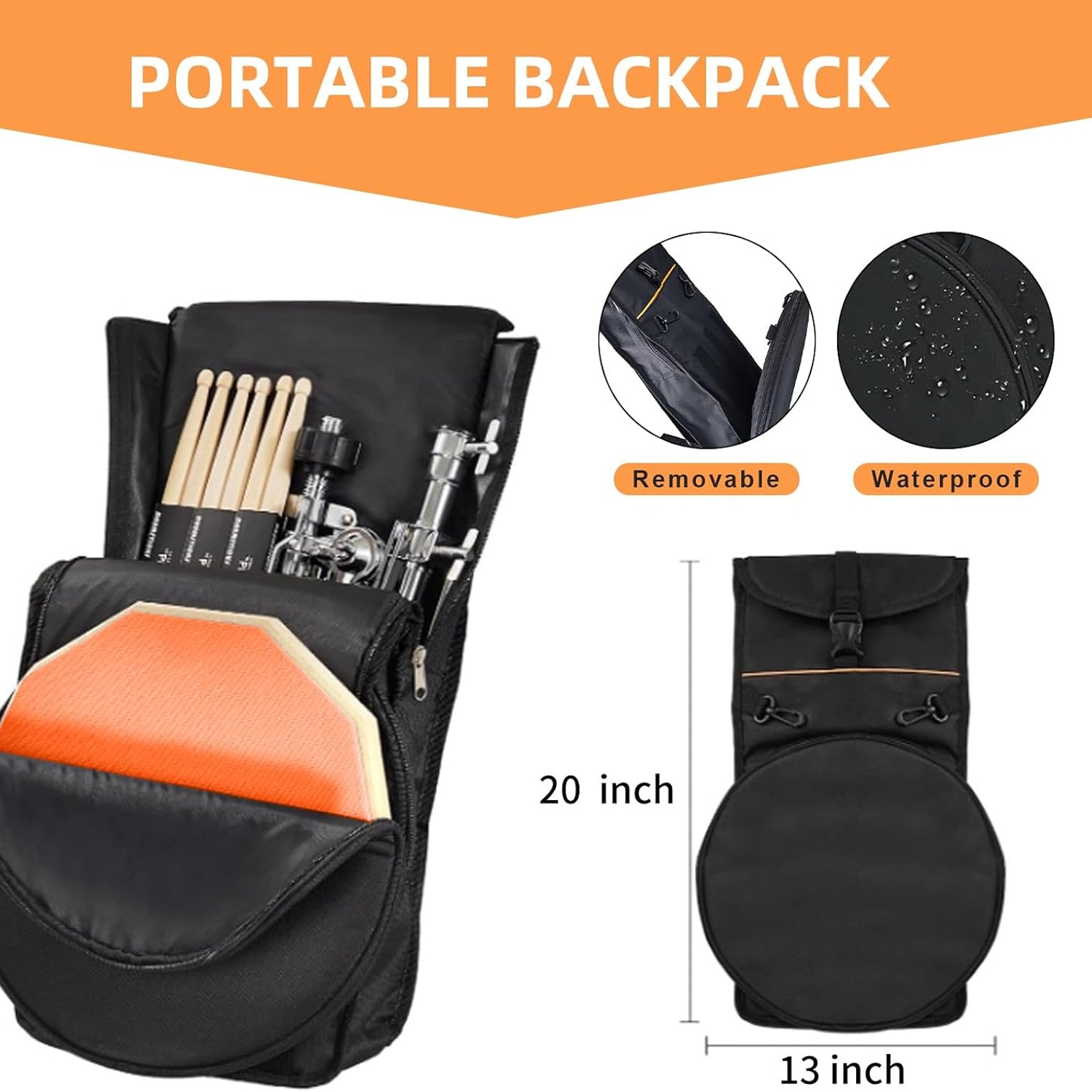 Drum Practice Pad Set with Stand, Sticks and Carry Bag