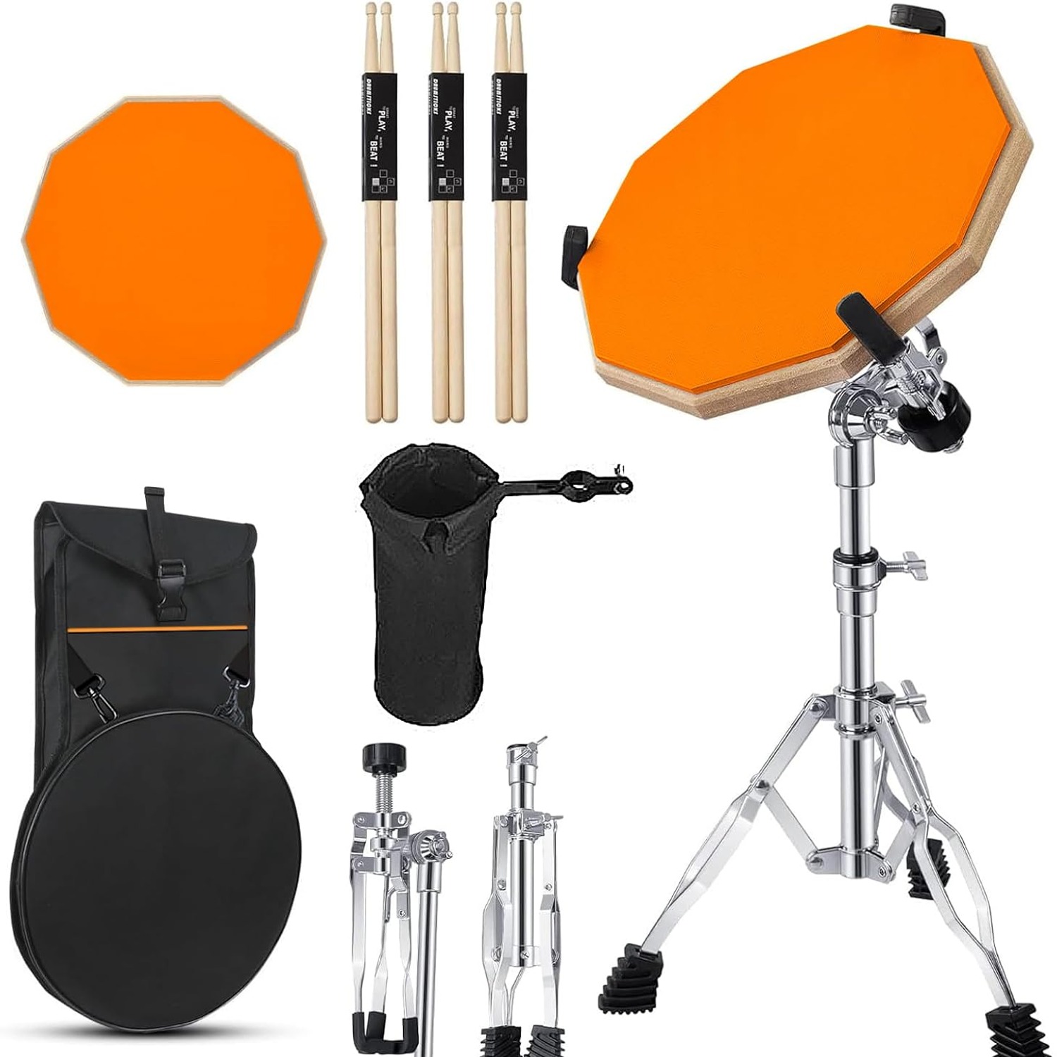 Drum Practice Pad Set with Stand, Sticks and Carry Bag