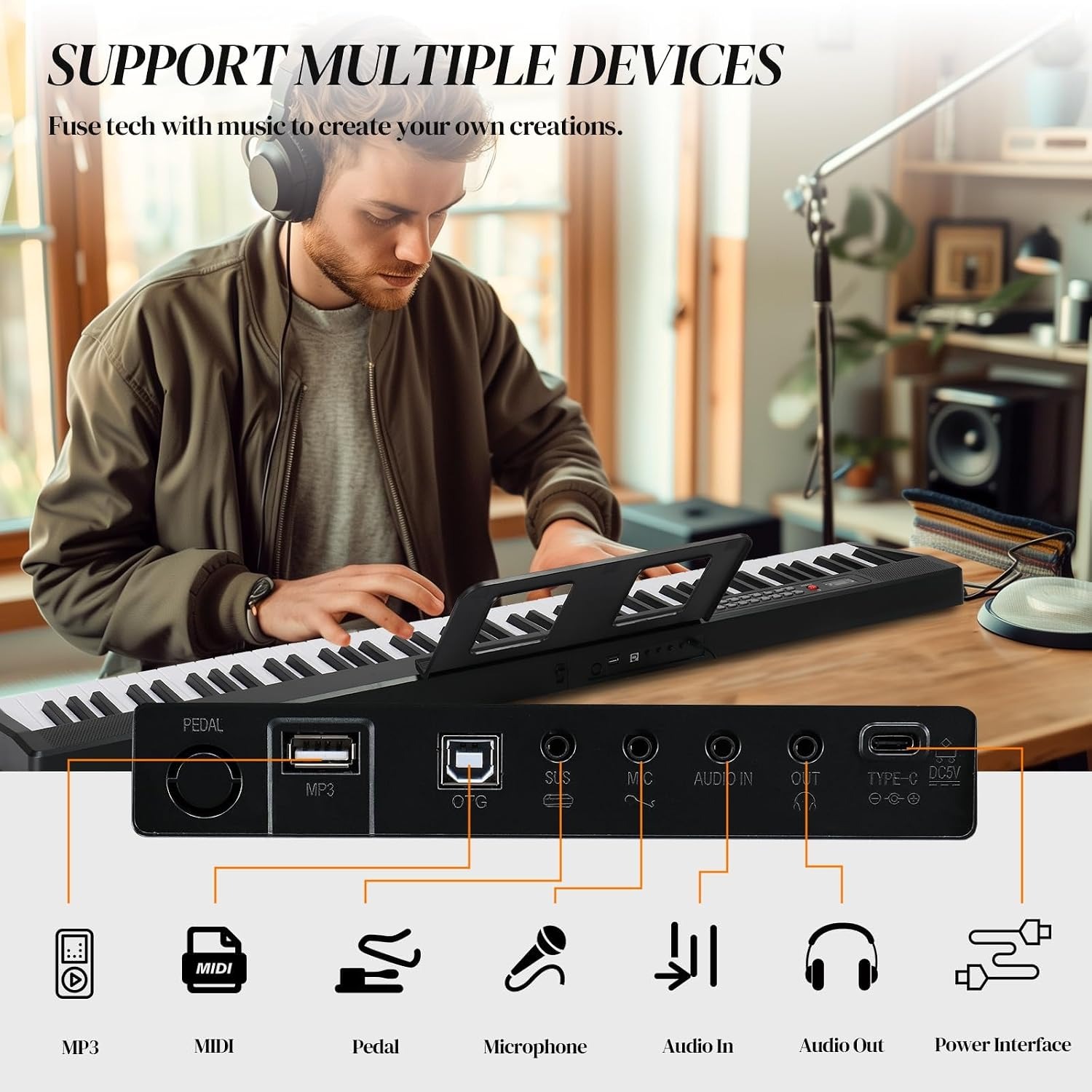 OMZZ Ryuusei 88 Foldable 88 Key Digital Piano Beginner Set: image 3