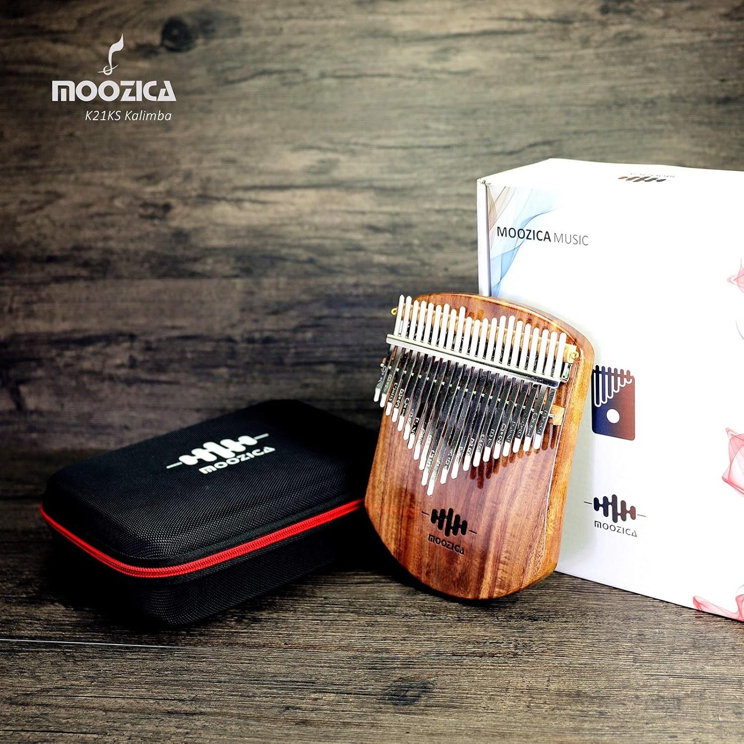 Moozica 21-Key Solid Koa Kalimba Thumb Piano