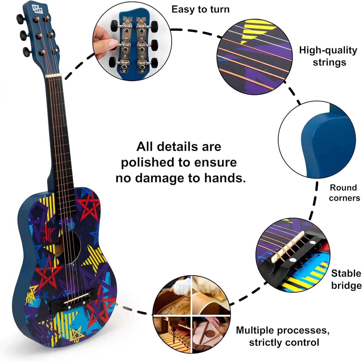 CB SKY 30-Inch Kids Acoustic Guitar