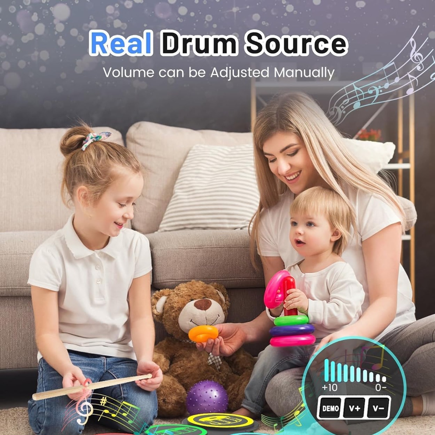 Kids Electronic Drum Pad with 9 Pads and Foot Pedals