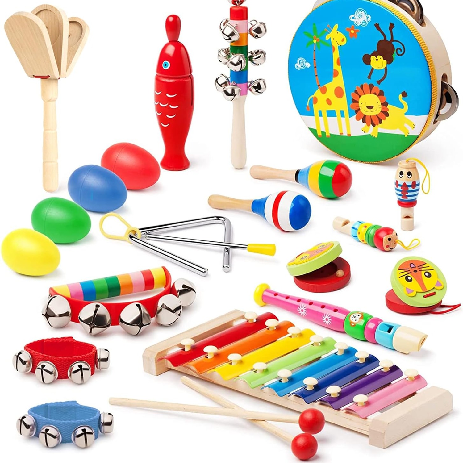 Kids Percussion Set with Wooden Xylophone