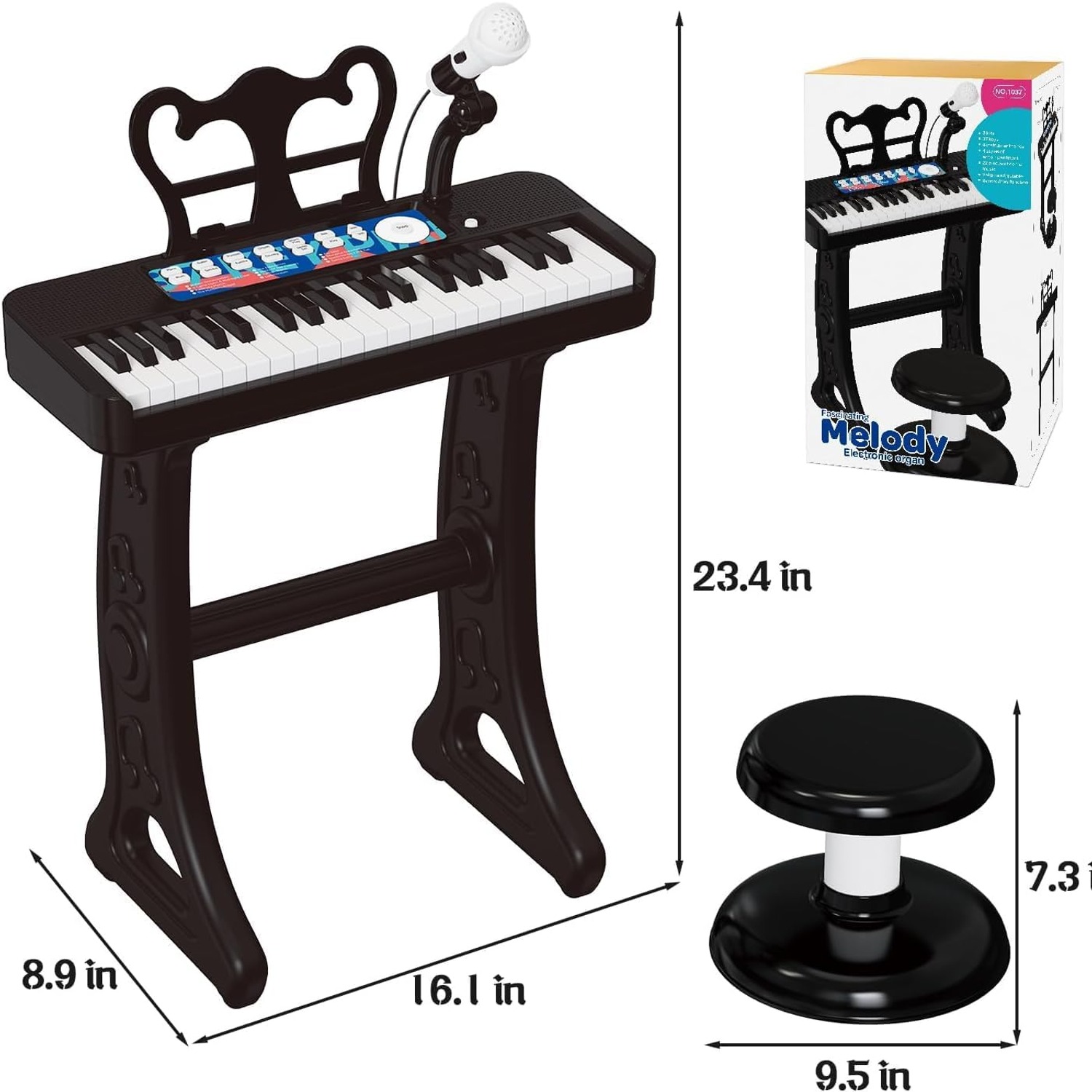 Tucraew 37-Key Kids Piano Keyboard with Microphone, Stool and Music Stand