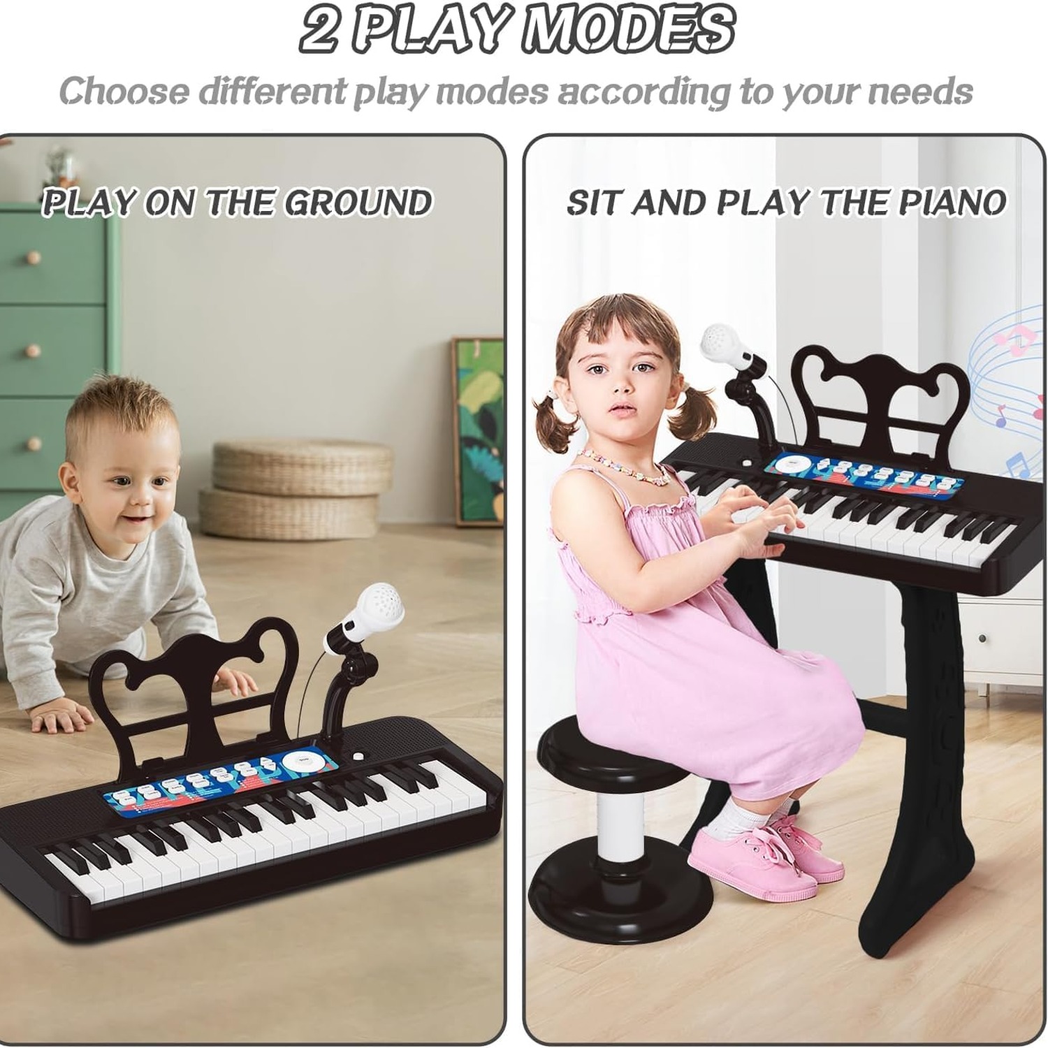 Tucraew 37-Key Kids Piano Keyboard with Microphone, Stool and Music Stand
