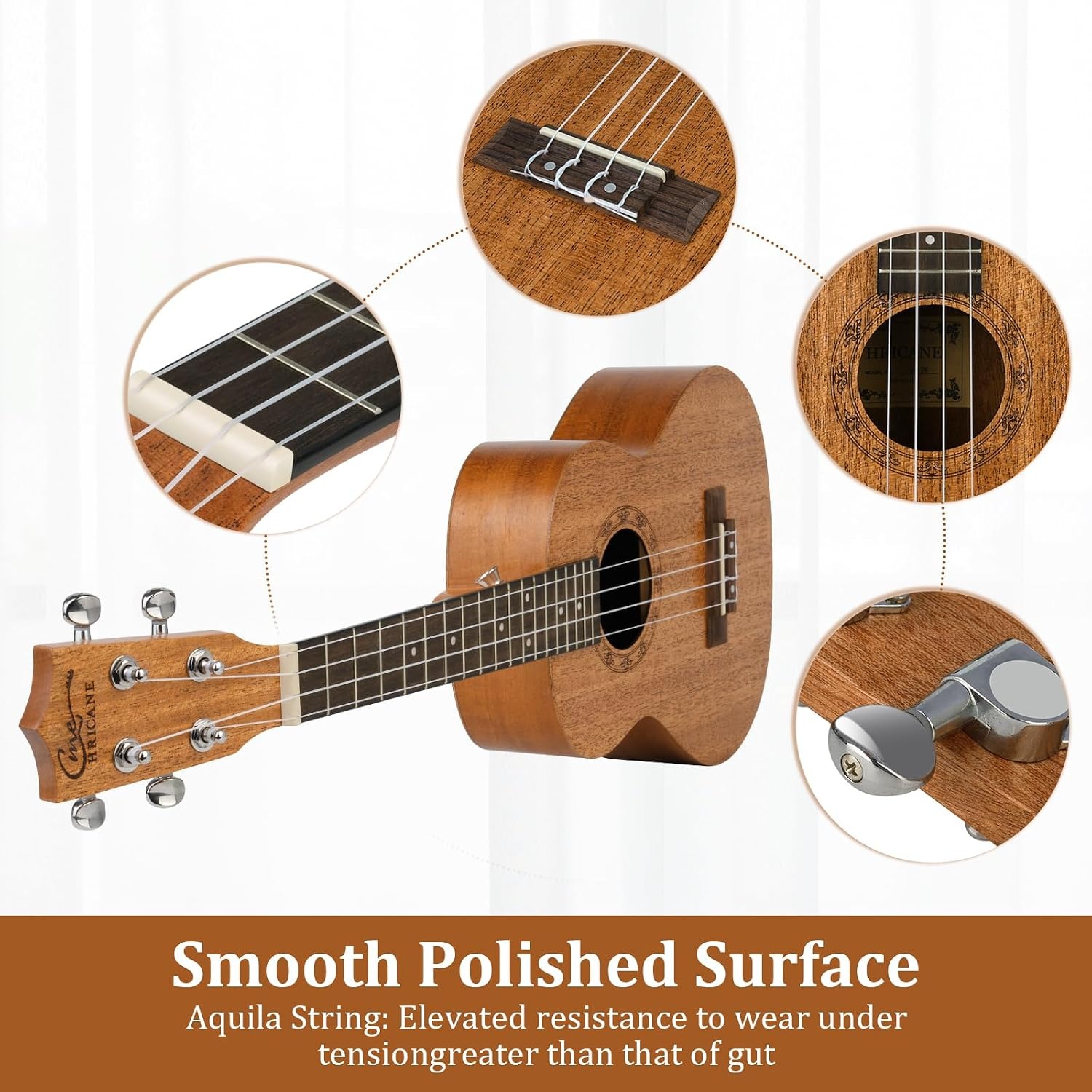 Hricane Concert Ukulele 23 Inch Mahogany Starter Pack