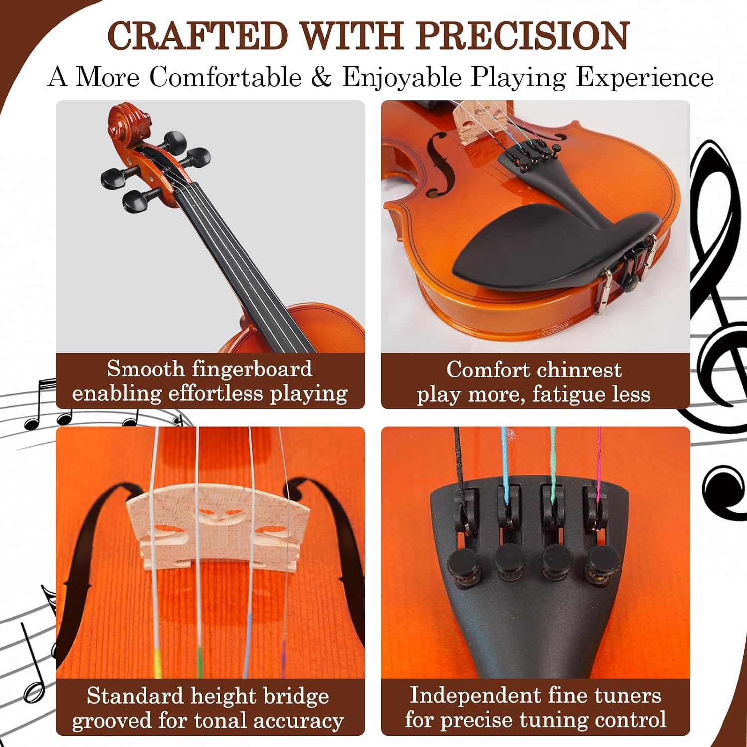 DIGERVY 4/4 Full Size Violin Kit with Case, Bow and Rosin