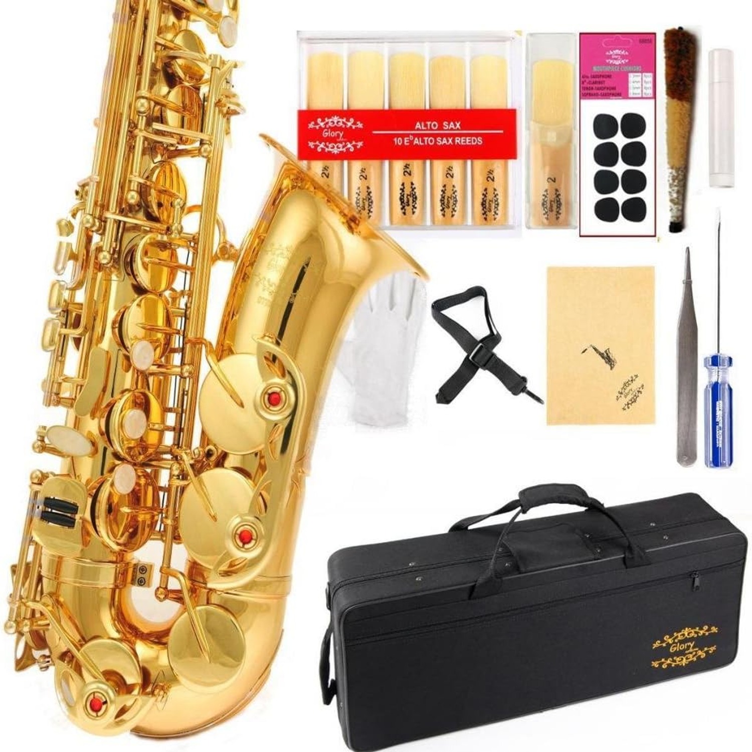 GLORY Eb Alto Saxophone with Hard Case and Starter Kit