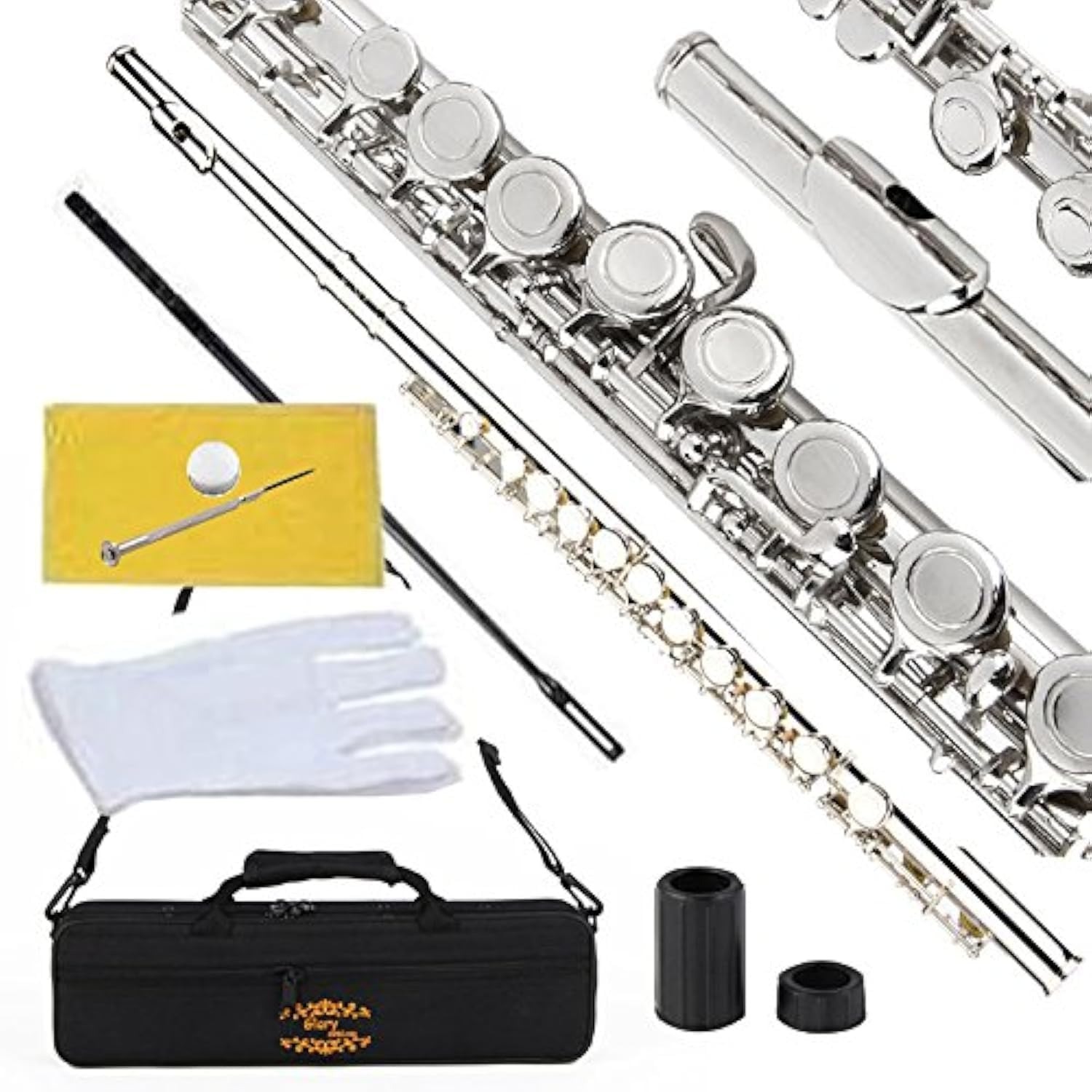 GLORY Closed Hole C Flute with Case, Tuning Rod and Gloves